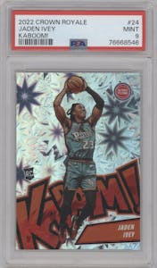 Jaden Ivey from the 2022-23 Panini Crown Royale set graded by PSA and given an overall grade of 9.