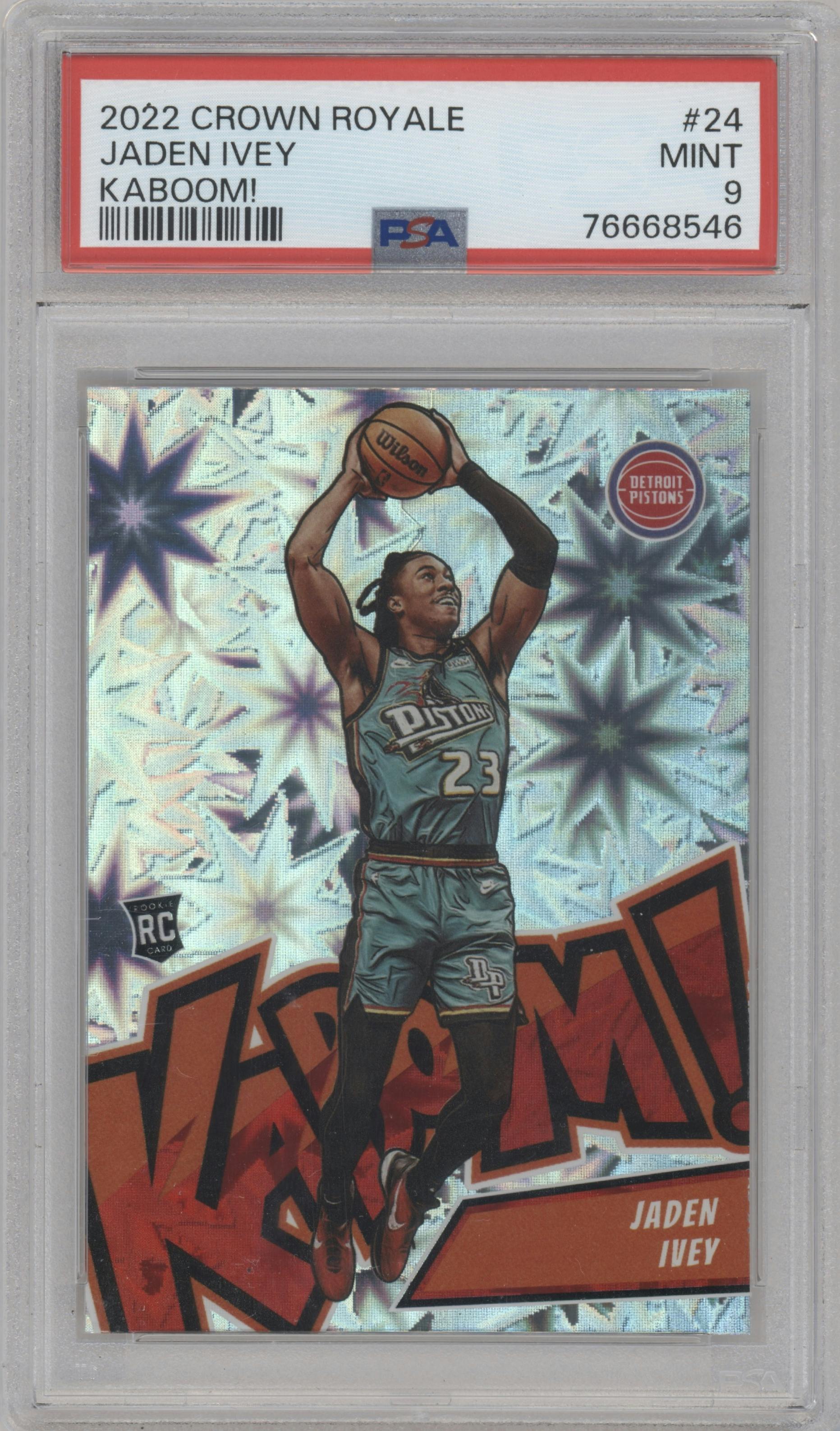 Jaden Ivey from the 2022-23 Panini Crown Royale set graded by PSA and given an overall grade of 9.