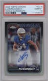 Ladd McConkey  from the 2024 Topps Chrome set graded by PSA and given an overall grade of 10.