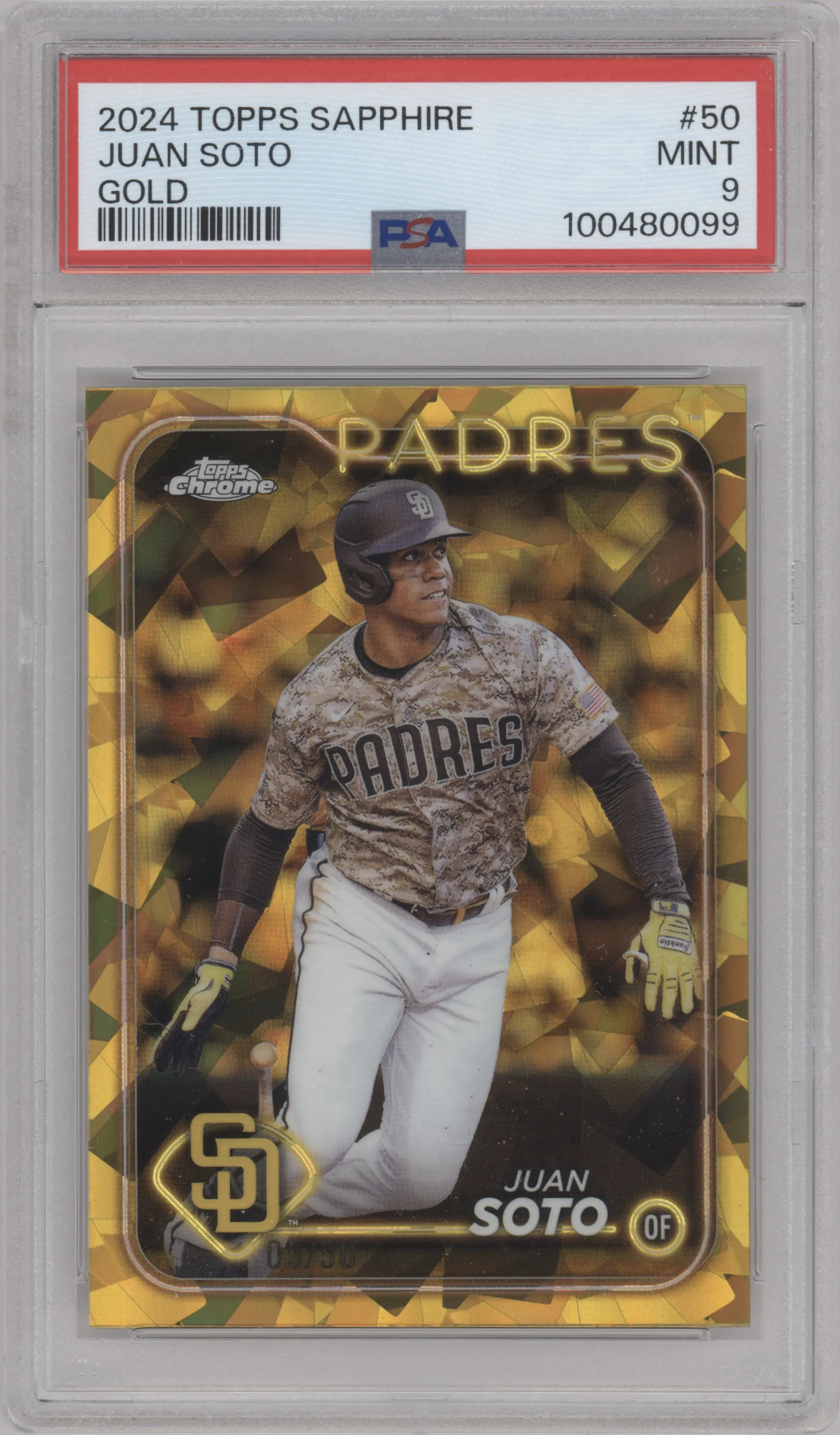 2024 Topps Chrome Sapphire Juan Soto Gold PSA 9