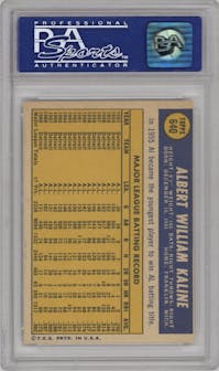 Al Kaline from the 1970 Topps set graded by PSA and given an overall grade of 8.