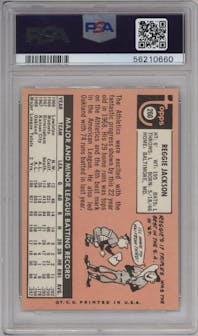 Reggie Jackson from the 1969 Topps set graded by PSA and given an overall grade of 6.