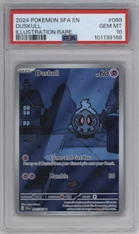 Duskull from the 2024 Pokemon SV set graded by PSA and given an overall grade of 10.