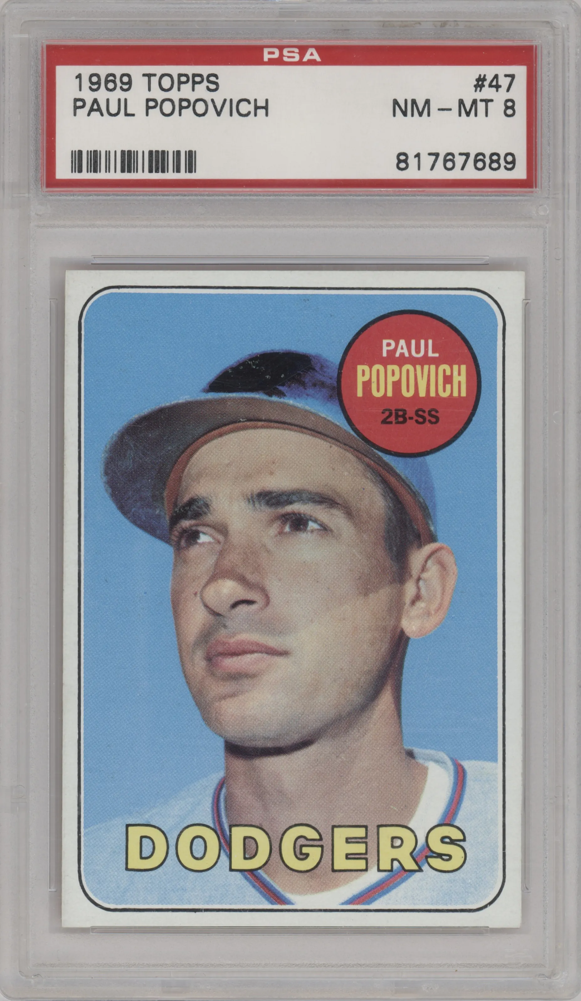 1969 Topps Paul Popovich PSA 8