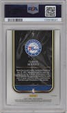 Tyrese Maxey from the 2020-21 Panini Select  set featuring a Blue parallel graded by PSA and given an overall grade of 10.
