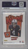 Derek Carr from the 2022 Panini Absolute set featuring a Gold parallel graded by PSA and given an overall grade of 10.