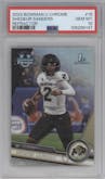 Shedeur Sanders from the 2023 Bowman Chrome University set featuring a Refractor parallel graded by PSA and given an overall grade of 10.