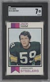Jack Ham from the 1973 Topps set graded by SGC and given an overall grade of 7.