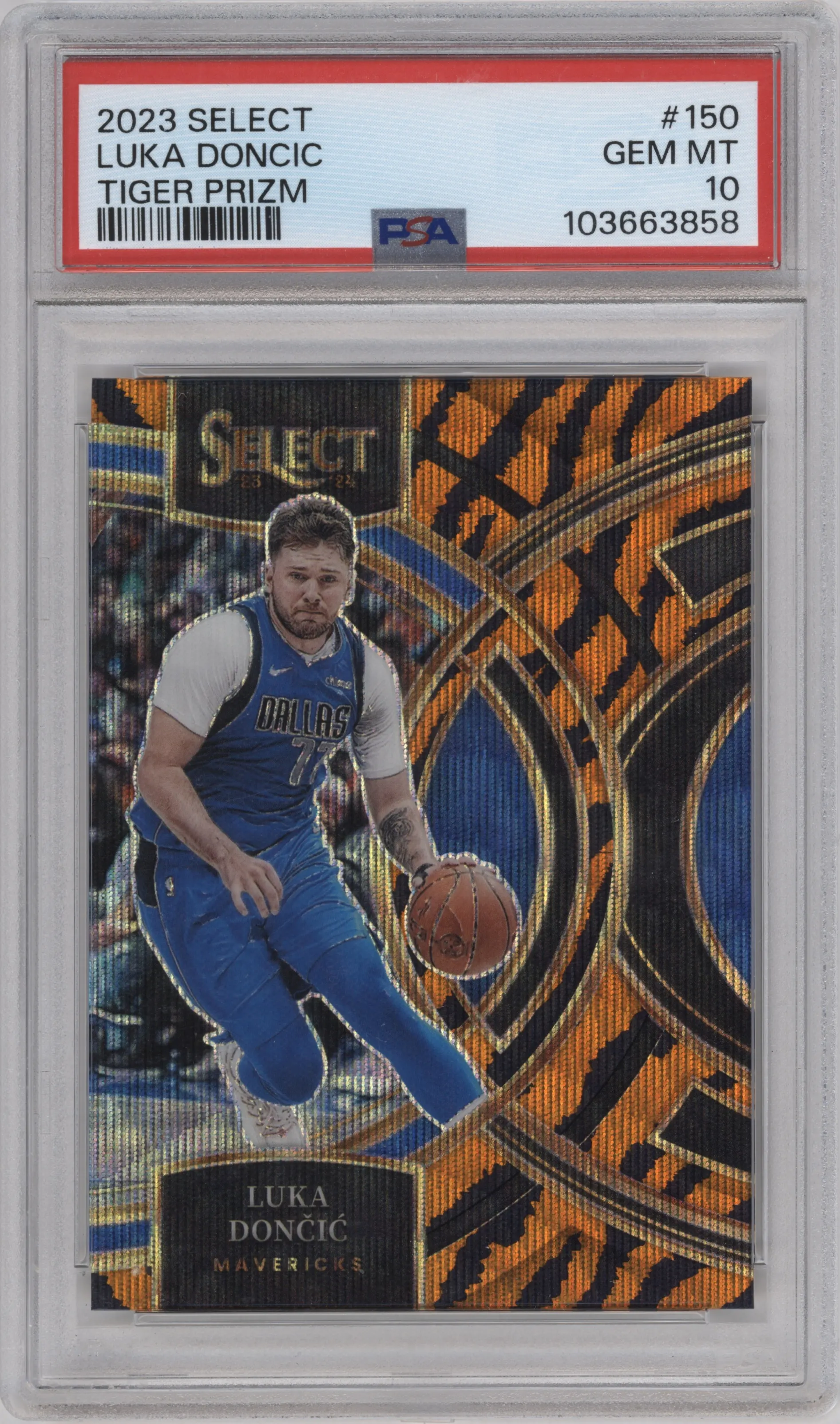 2023 Panini Select Pre.Lvl. Luka Doncic Tiger #150 PSA 10