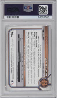 Jett Williams from the 2022 Bowman Draft set graded by PSA and given an overall grade of 9.