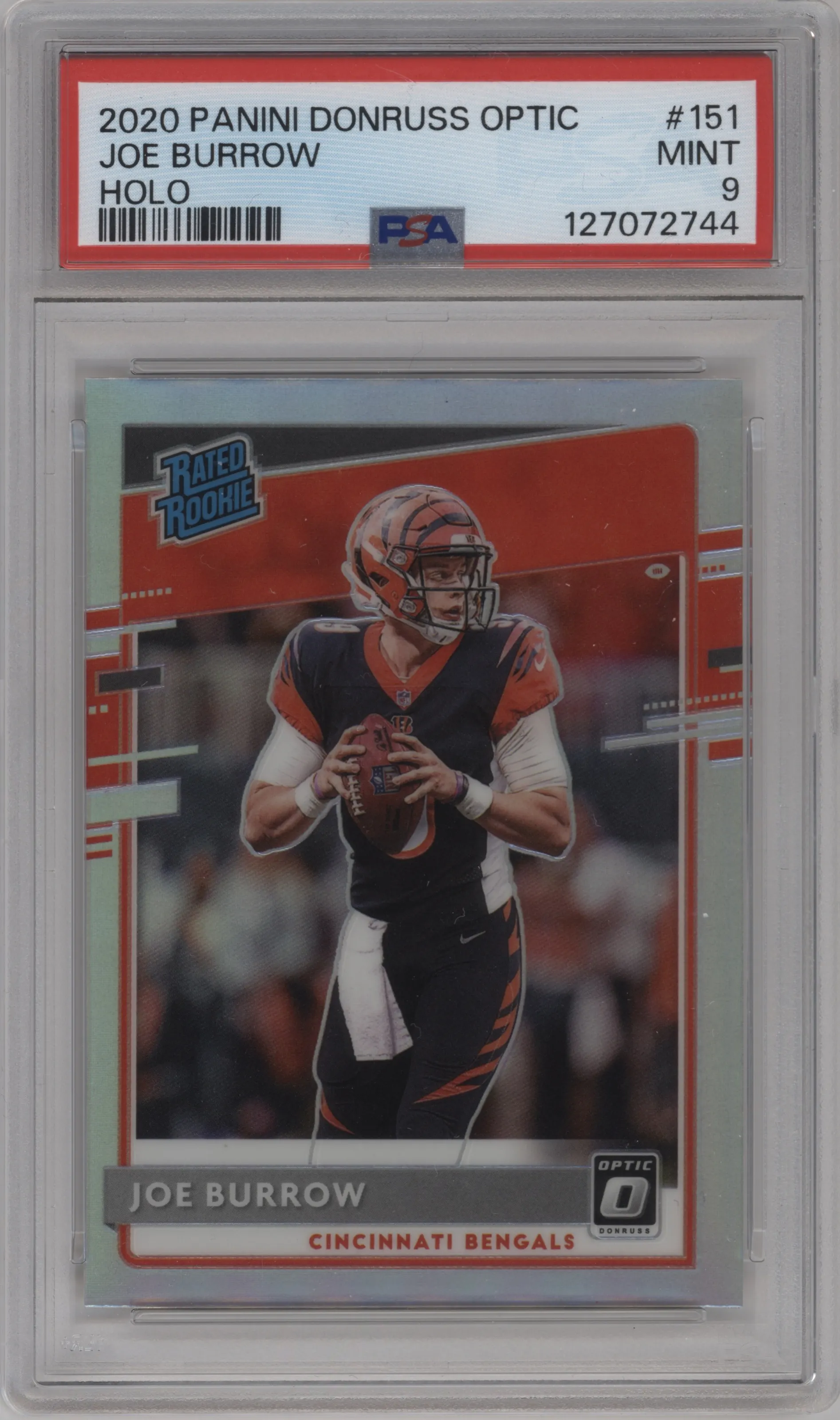 2020 Panini Donruss Optic Rated Rookie Joe Burrow Holo PSA 9