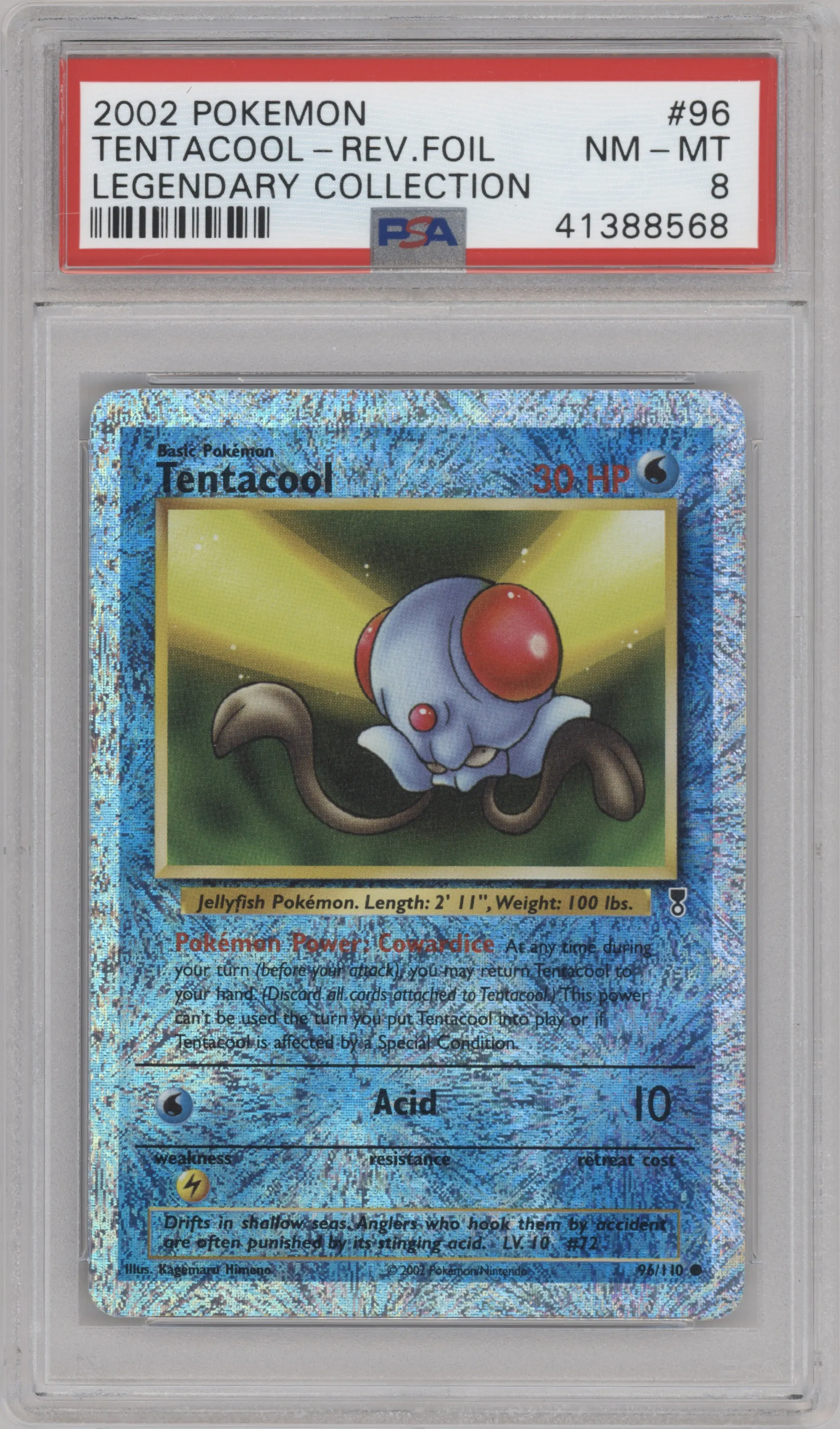 2002 Pokemon Legendary Collection Tentacool #96 PSA 8