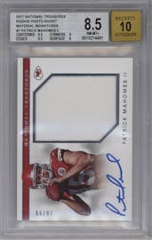 Patrick Mahomes II from the 2017 Panini National Treasures set graded by Beckett and given an overall grade of 8.5.