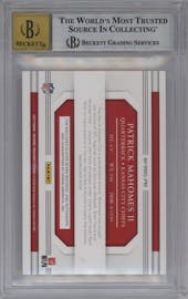 Patrick Mahomes II from the 2017 Panini National Treasures set graded by Beckett and given an overall grade of 8.5.