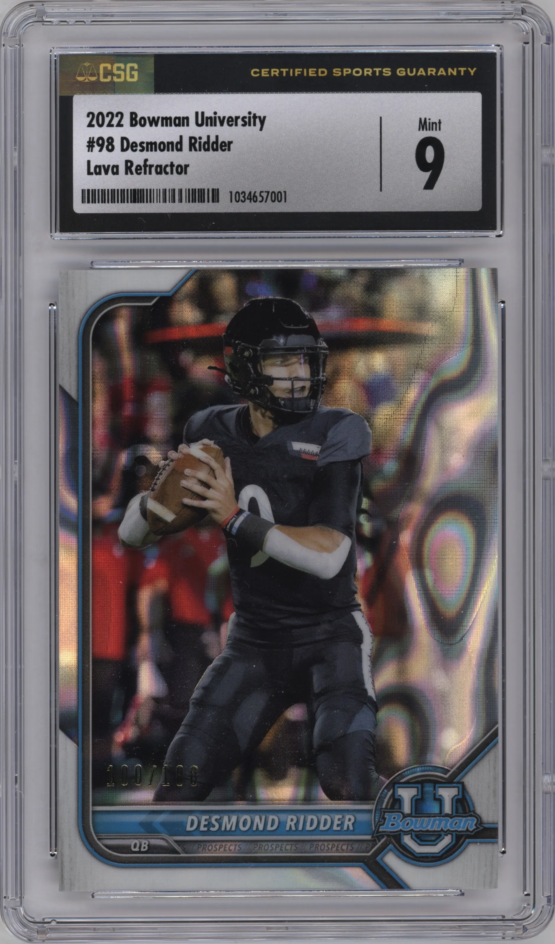 2021 Bowman University Chr.Pros. Desmond Ridder Lava Refractor CGC 9