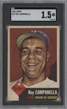 Roy Campanella from the 1953 Topps set graded by SGC and given an overall grade of 1.5.