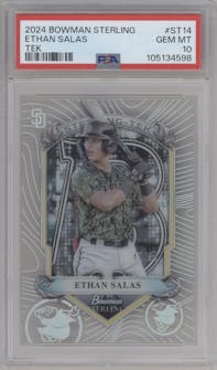 Ethan Salas from the 2024 Bowman Sterling set graded by PSA and given an overall grade of 10.