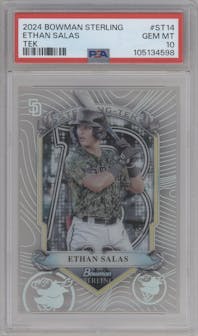 Ethan Salas from the 2024 Bowman Sterling set graded by PSA and given an overall grade of 10.