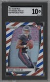 Michael Penix Jr. from the 2024 Panini Prizm set featuring a Red White Blue Prizm parallel graded by SGC and given an overall grade of 10.