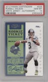Russell Wilson from the 2012 Panini Contenders set graded by PSA and given an overall grade of 10.