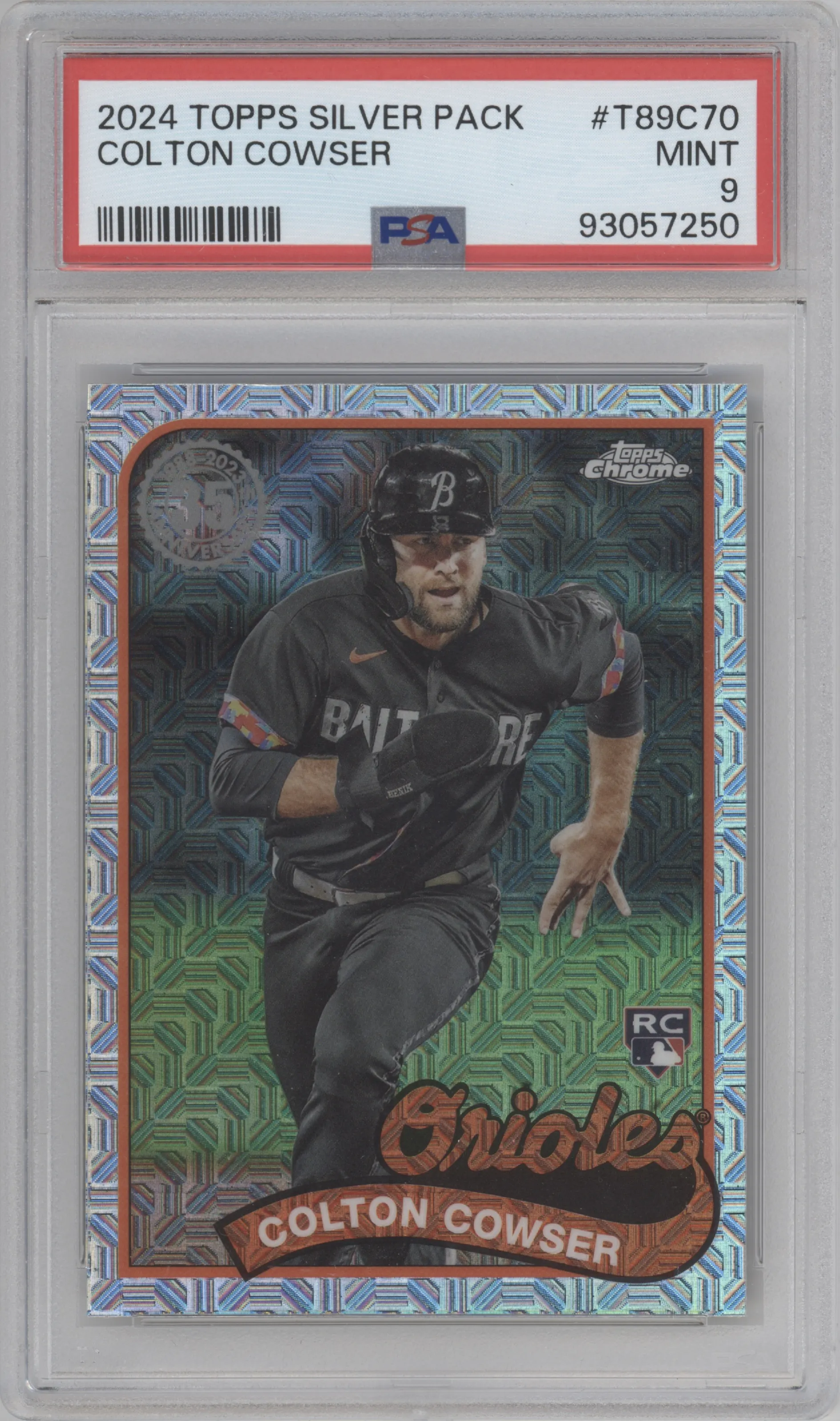 2024 Topps Series 1 Silver Pack 1989 Chrome Colton Cowser PSA 9
