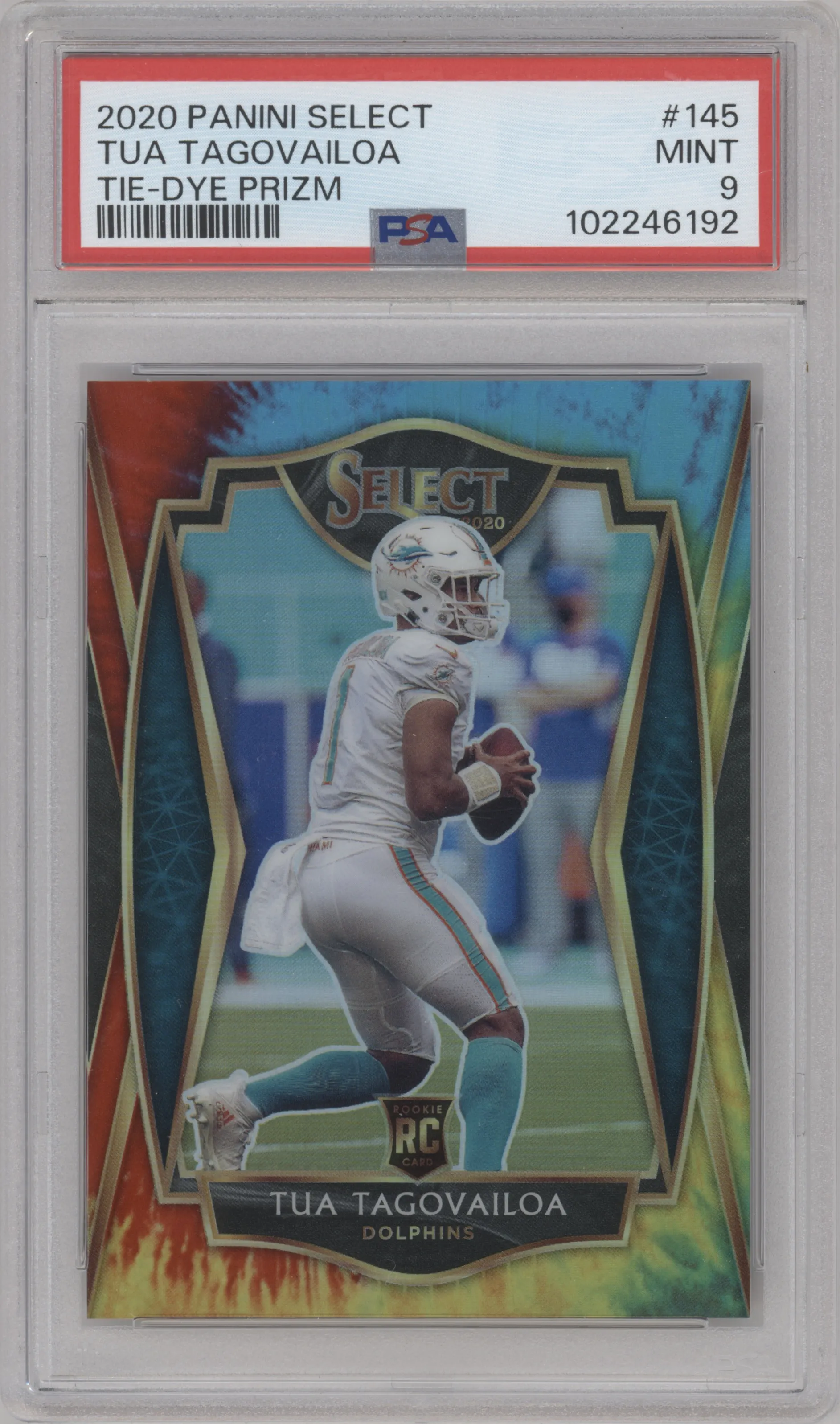 2020 Panini Select Pre.Lvl. Tua Tagovailoa Tie-Dye PSA 9