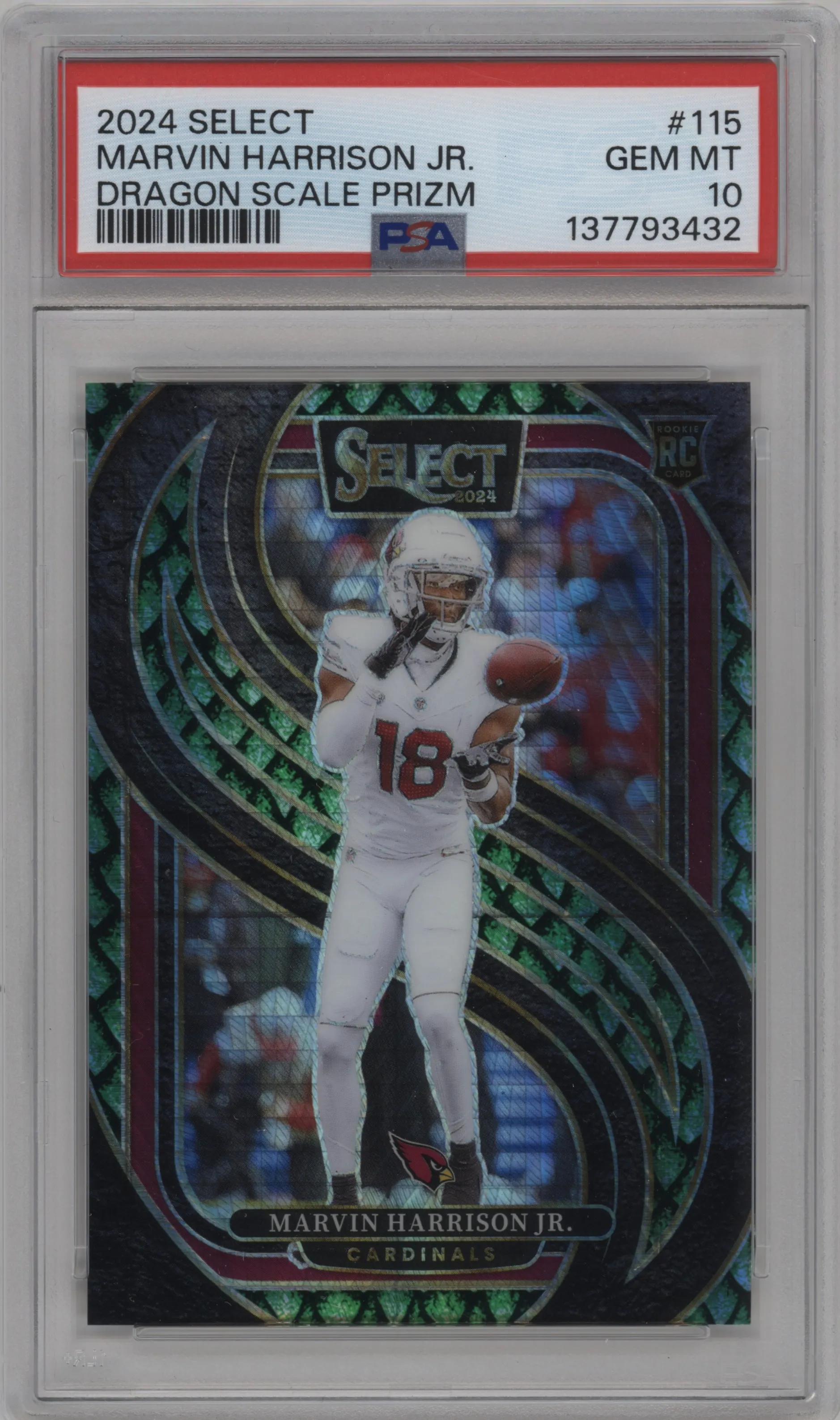 2024 Panini Select Pre.Lvl. Marvin Harrison Jr. Dragon Scale Prizm PSA 10