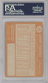 Sandy Koufax from the 1964 Topps set graded by PSA and given an overall grade of 5.