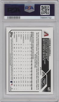 Corbin Carroll from the 2023 Topps Series 2 set graded by PSA and given an overall grade of 10.