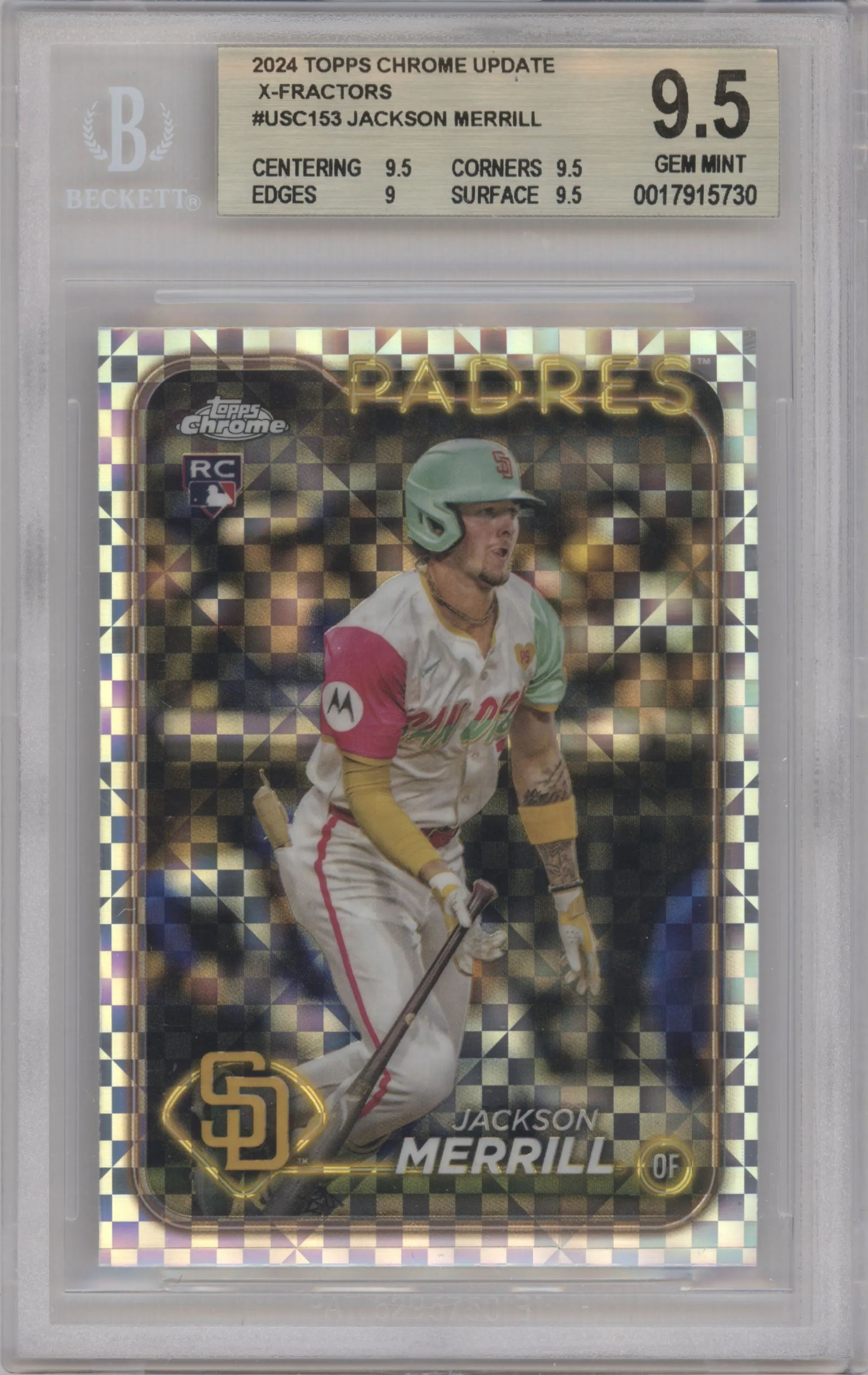 2024 Topps Chrome Update Jackson Merrill X-Fractor BGS 9.5