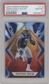 Jonathan Taylor from the 2020 Panini Phoenix set featuring a Fire Burst parallel graded by PSA and given an overall grade of 10.