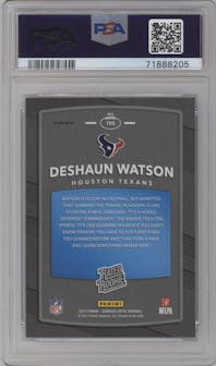 Deshaun Watson from the 2017 Panini Donruss Optic set featuring a Red/Yellow parallel graded by PSA and given an overall grade of 8.