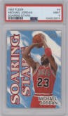 Michael Jordan from the 1997-98 Fleer set graded by PSA and given an overall grade of 9.