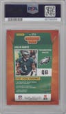 Jalen Hurts from the 2023 Panini Donruss set graded by PSA and given an overall grade of 10.