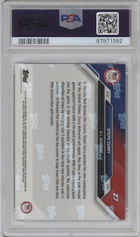Steph Curry from the 2024 Topps Now Olympics set graded by PSA and given an overall grade of 10.