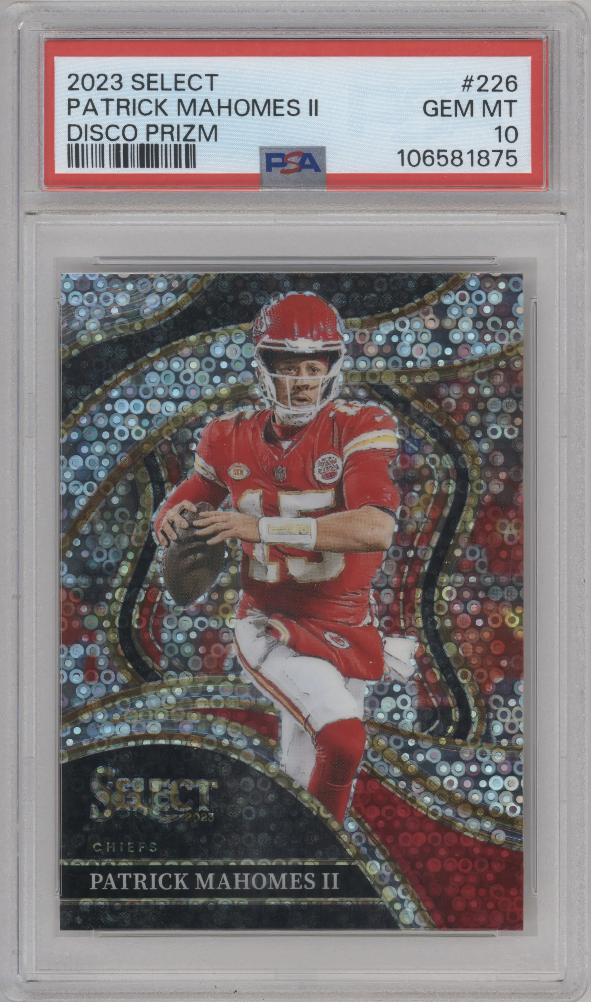 2023 Panini Select Club Lvl. Patrick Mahomes II Disco PSA 10