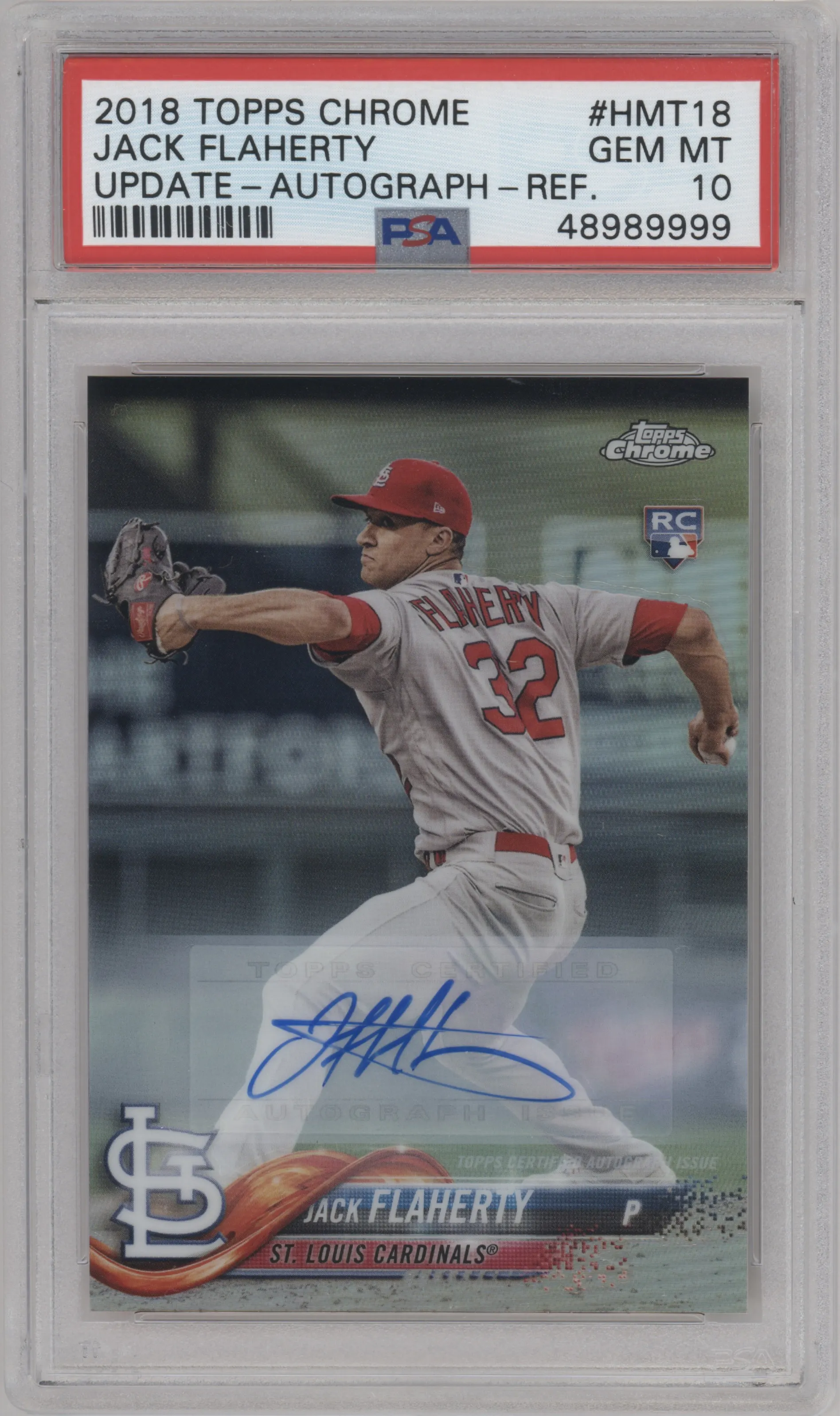 2018 Topps Chrome Update Auto Jack Flaherty Refractor PSA 10