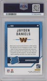 Jayden Daniels from the 2024 Donruss set graded by PSA and given an overall grade of 10.