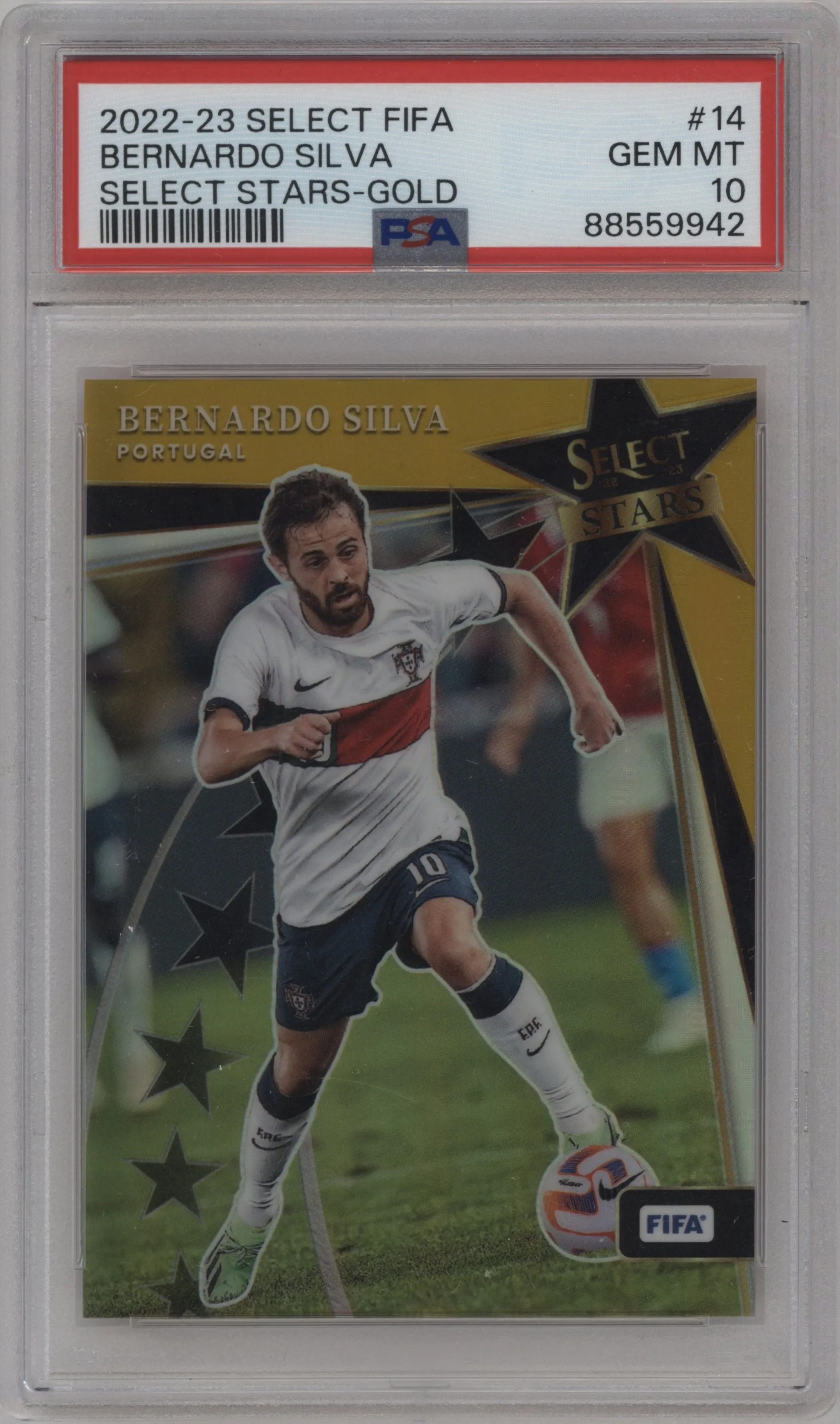 2022 Panini Select FIFA Select Stars Bernardo Silva Gold PSA 10