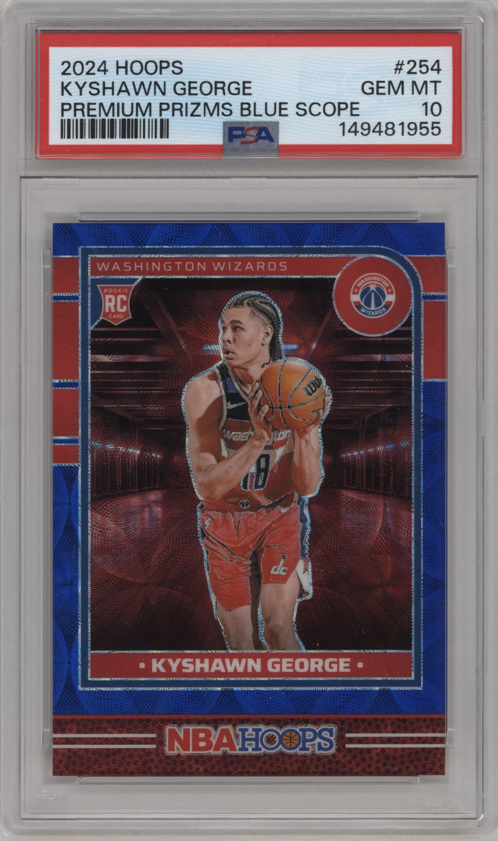 2024 Panini NBA Hoops Premium Prizms Kyshawn George Blue Scope #254 PSA 10