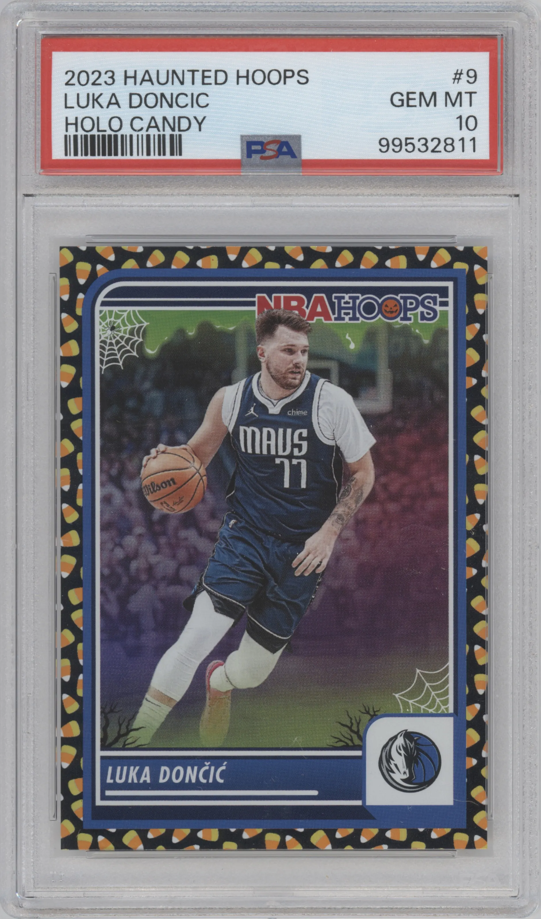 2023 Panini Haunted Hoops Luka Doncic Holo Candy PSA 10
