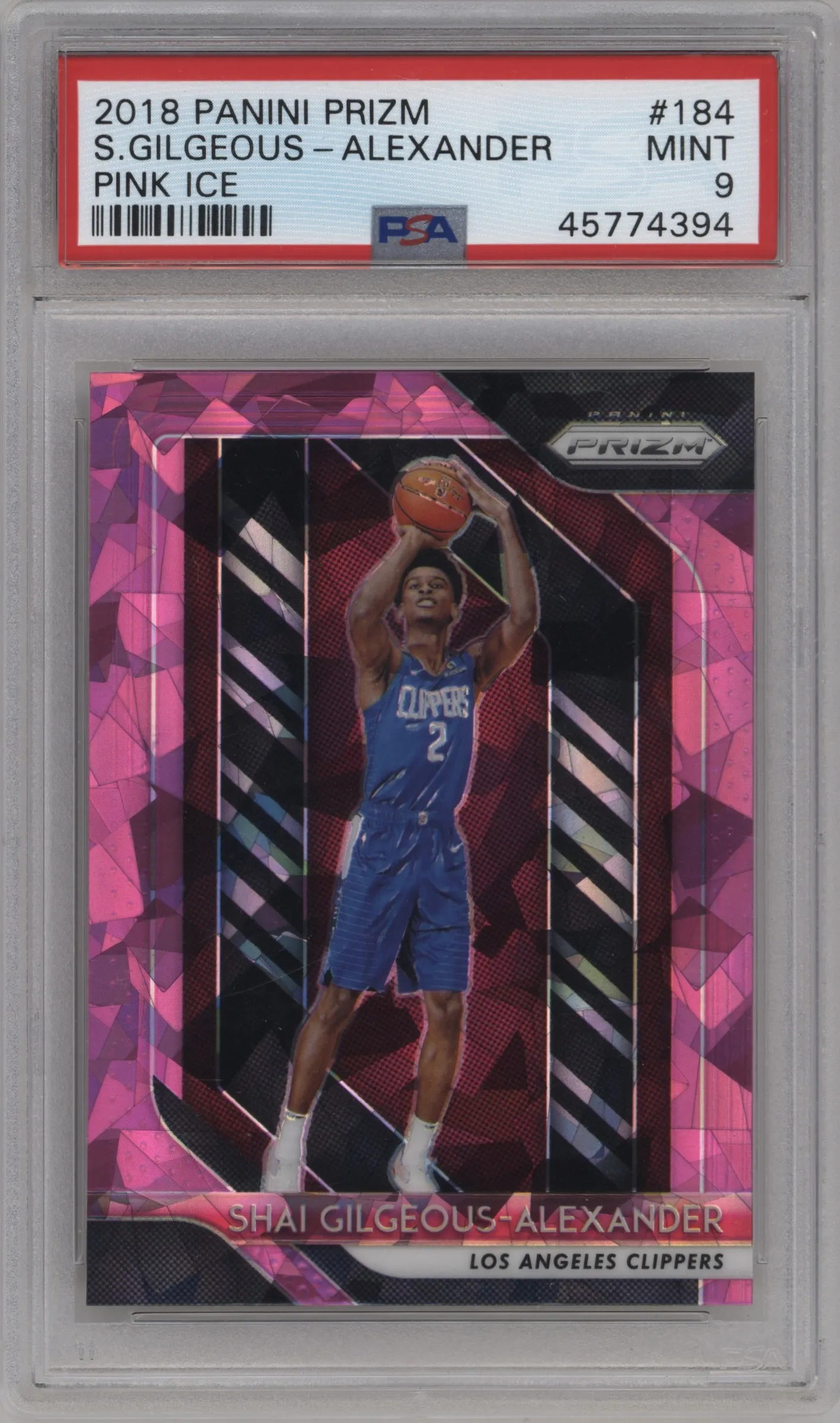 2018 Panini Prizm Shai Gilgeous-Alexander Pink Ice #184 PSA 9