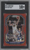 Stephen Curry from the 2020-21 Panini Prizm set featuring a Ruby Wave parallel graded by SGC and given an overall grade of 10.