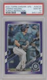 Jarred Kelenic from the 2021 Topps Chrome Update   set featuring a Purple Refractor parallel graded by PSA and given an overall grade of 10.