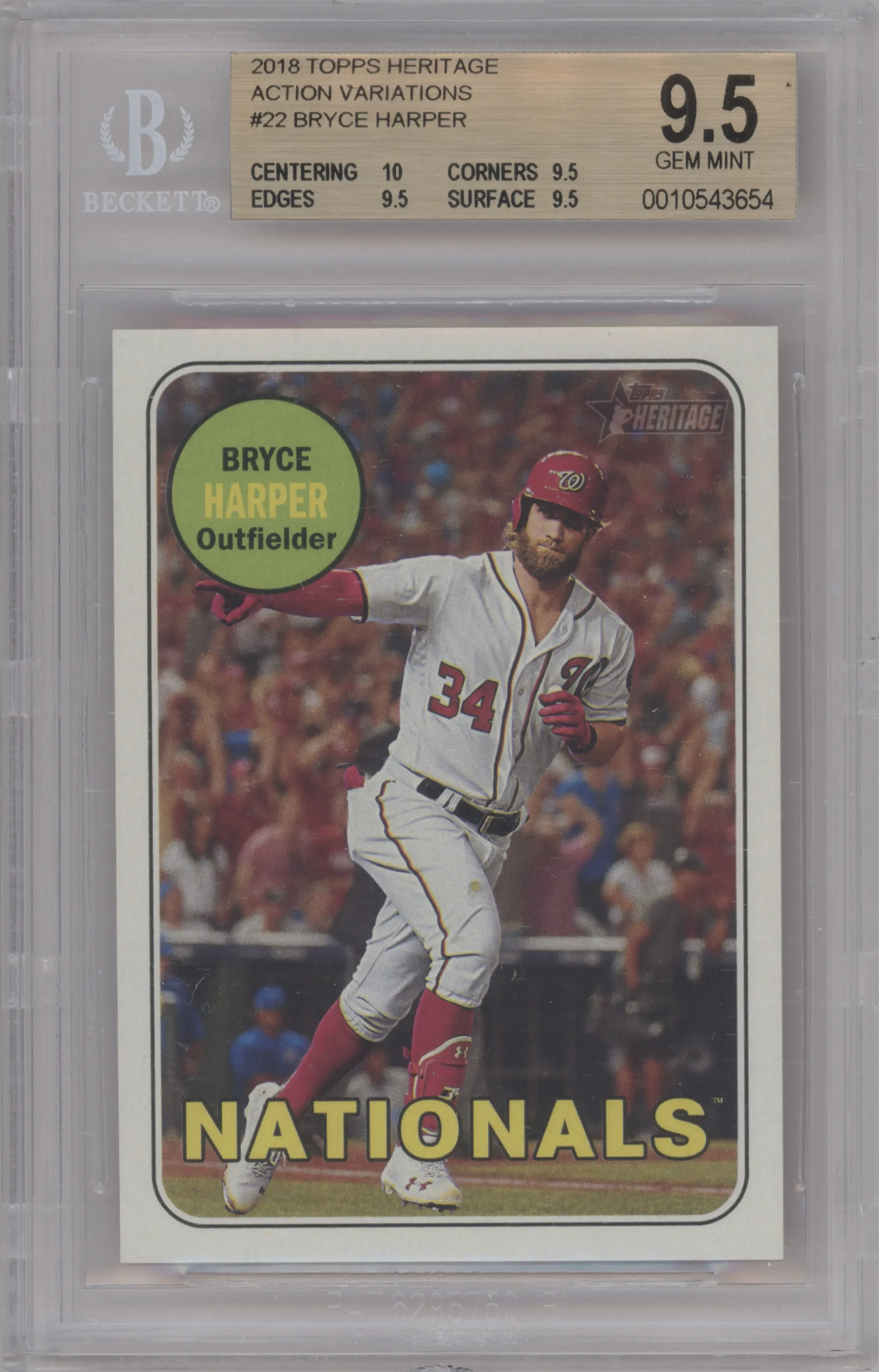 2018 Topps Heritage Variation Bryce Harper Action #22 BGS 9.5
