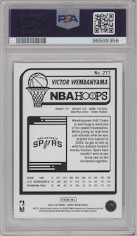 Victor Wembanyama from the 2023-24 Panini NBA Hoops set graded by PSA and given an overall grade of 10.