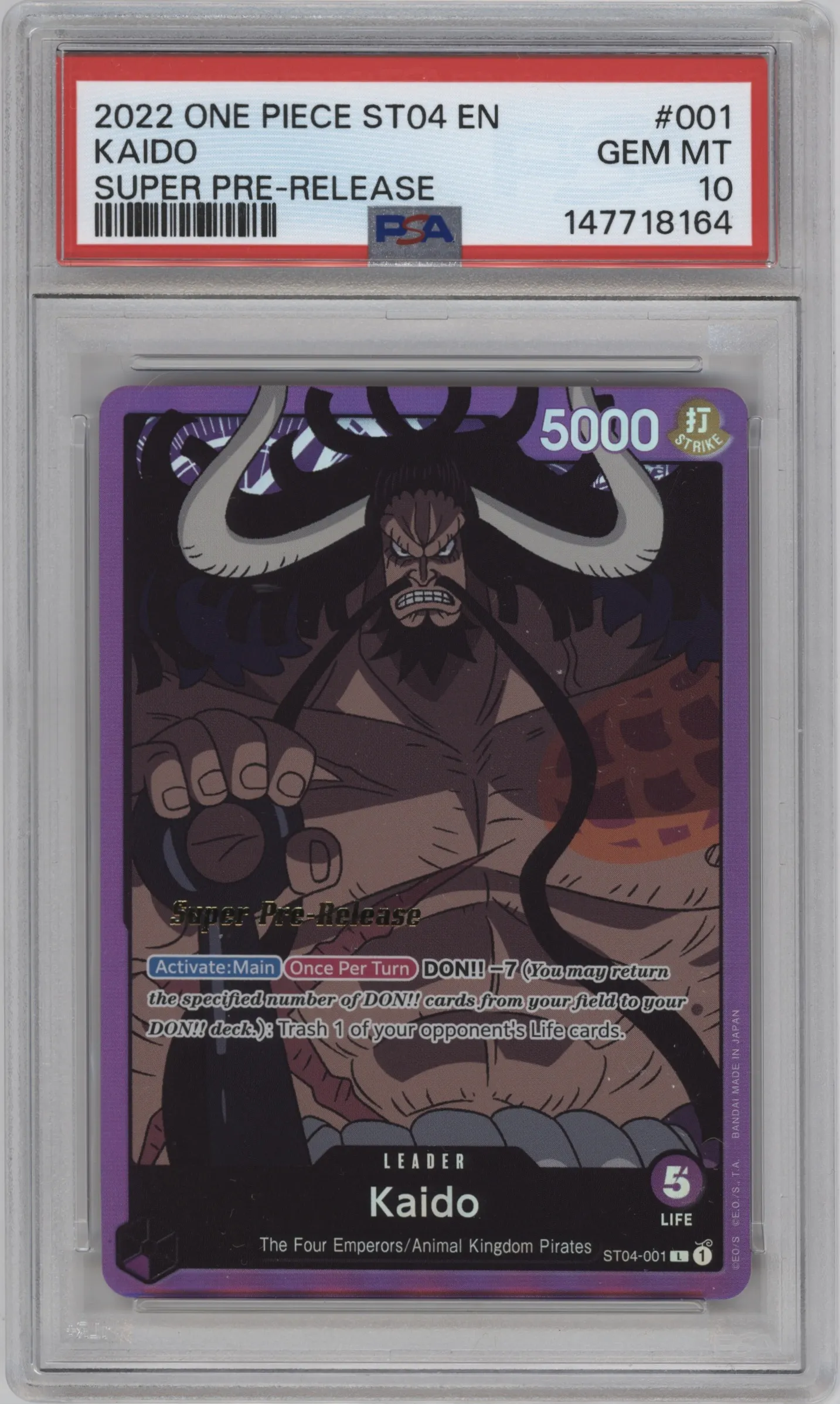 2022 One Piece Animal Kingdom Pirates Kaido Super Pre-Release PSA 10