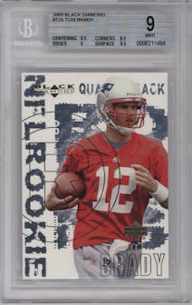 Tom Brady from the 2000 Upper Deck Black Diamond set graded by Beckett and given an overall grade of 9.