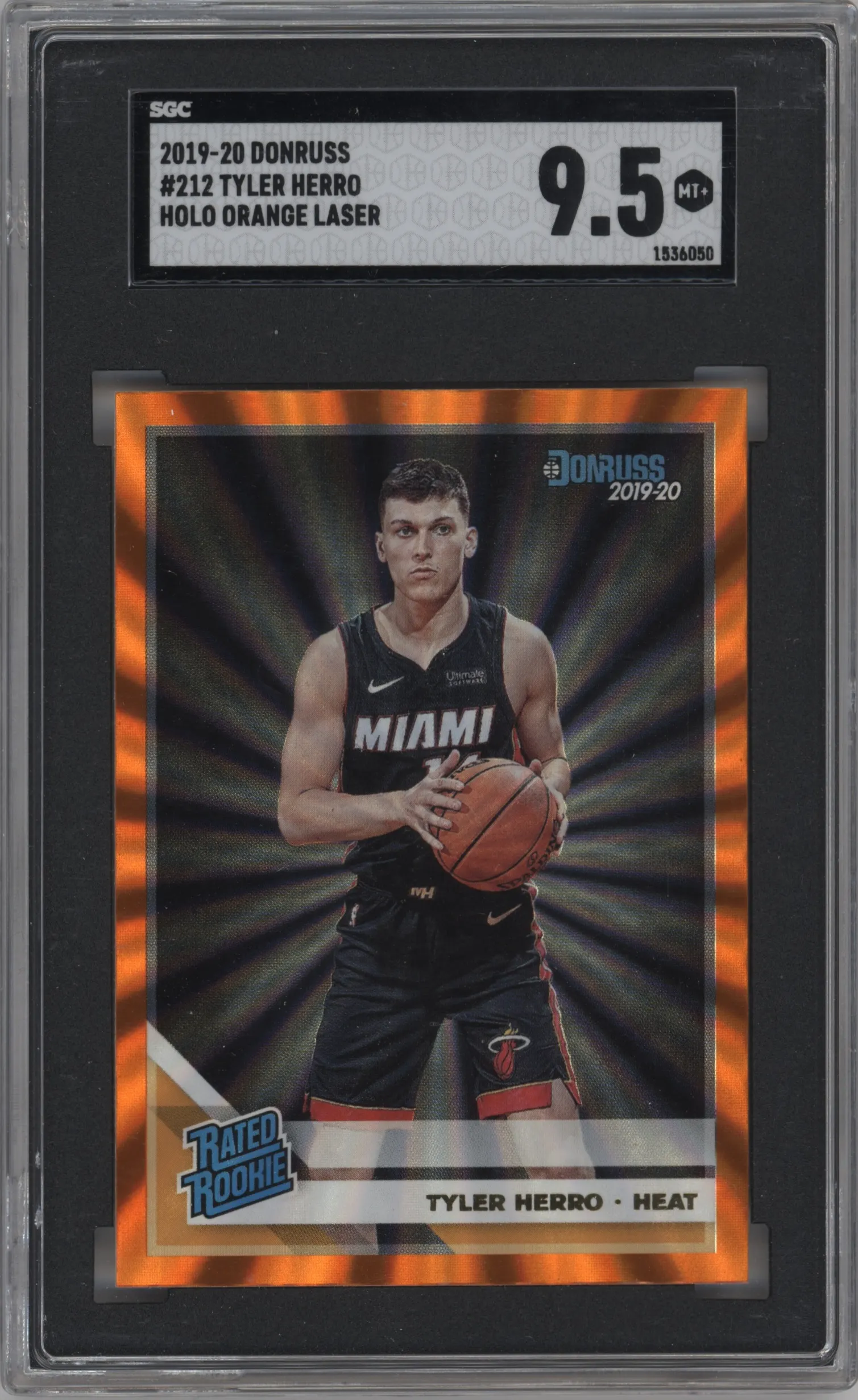 2019 Panini Donruss Rated Rookie Tyler Herro Orange Laser SGC 9.5