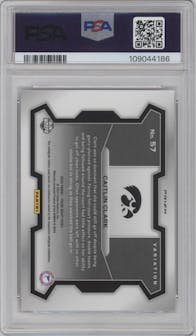 Caitlin Clark  from the 2024 Panini Prizm Draft Picks set featuring a Red Ice parallel graded by PSA and given an overall grade of 10.